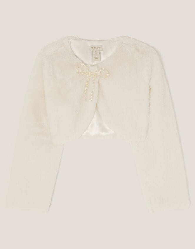 Marie Bow Faux Fur Shrug, Ivory (IVORY), large