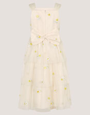 Ingrid Floral Embroidered Tiered Maxi Dress, White (WARM IVORY), large