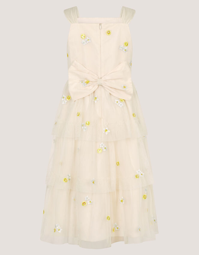 Ingrid Floral Embroidered Tiered Maxi Dress, White (WARM IVORY), large