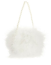 Marabou Fluffy Bag with Pearly Handle, , large