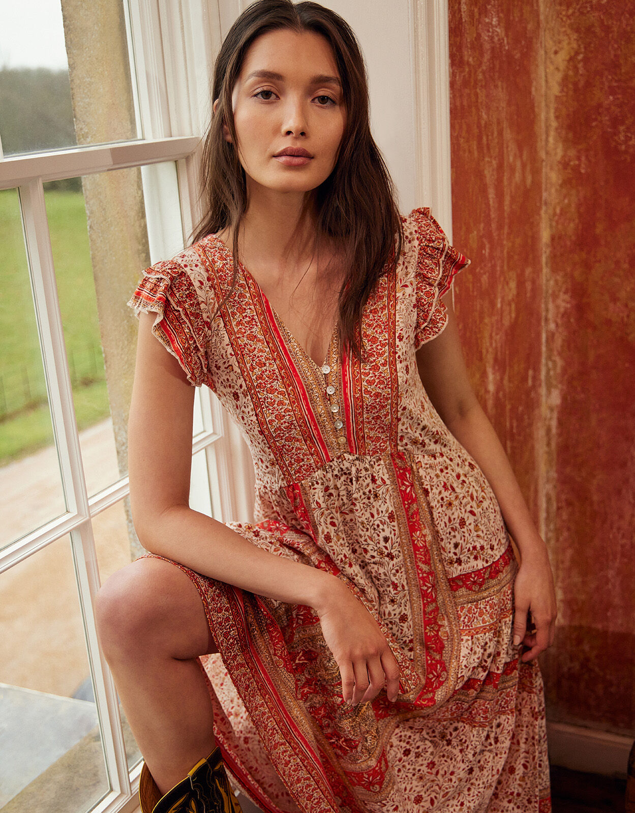 Monsoon orange deals dress