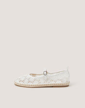 Lola Lace Espadrille Flats, Ivory (IVORY), large