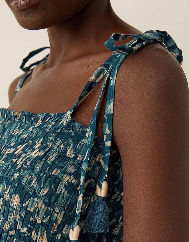 East  Rohini Floral Print Cotton-Viscose Dress, Teal (TEAL), large