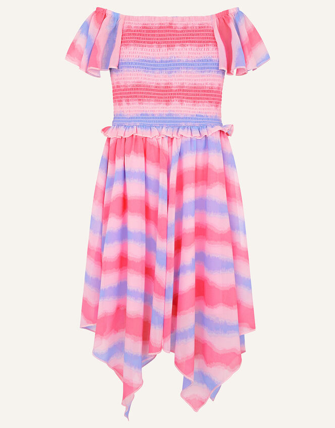 Tie-Dye Shirred Dress, Pink (PALE PINK), large