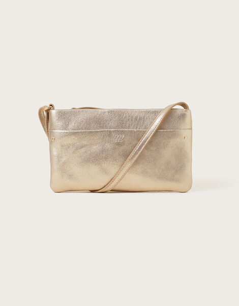 Metallic Leather Mini Cross-Body Bag, , large