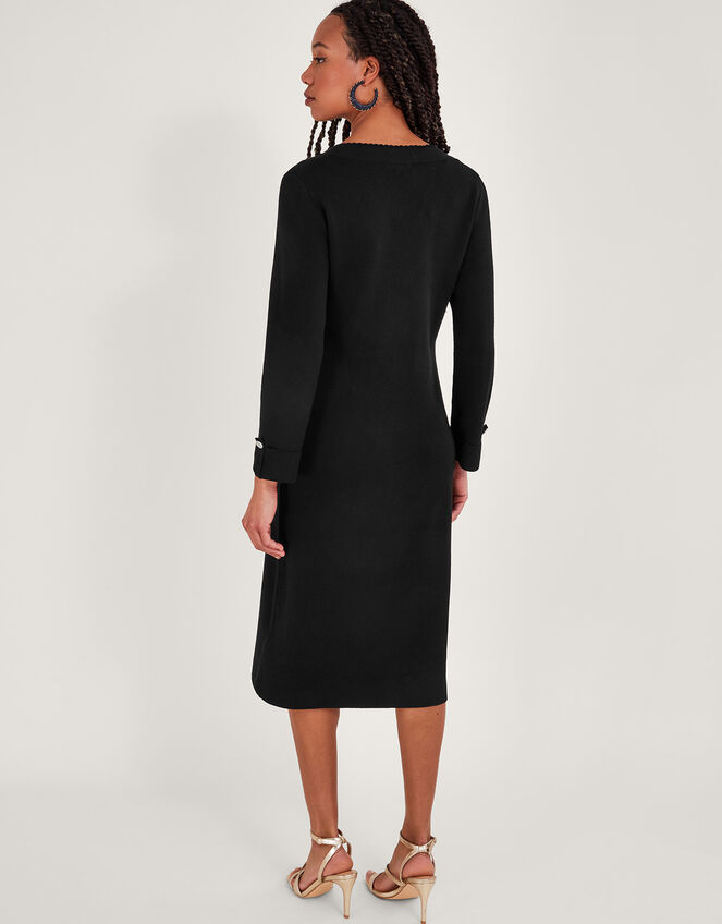 Pocket Detail Knit Dress, Black (BLACK), large
