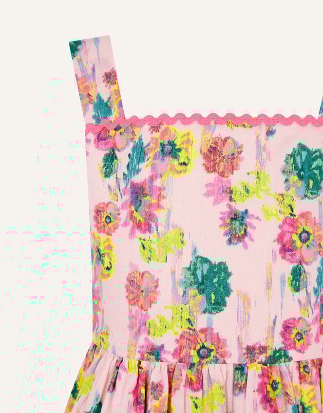 Painterly Floral Dress in Organic Cotton , Pink (PALE PINK), large