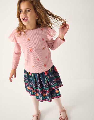 Floral Tulle Top & Skirt Set, Blue (NAVY), large