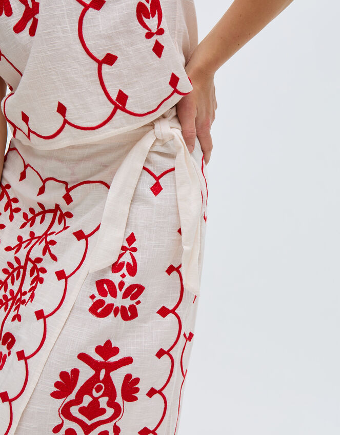 Raffya Freya Embroidered Midi Wrap Skirt, Multi (MULTI), large