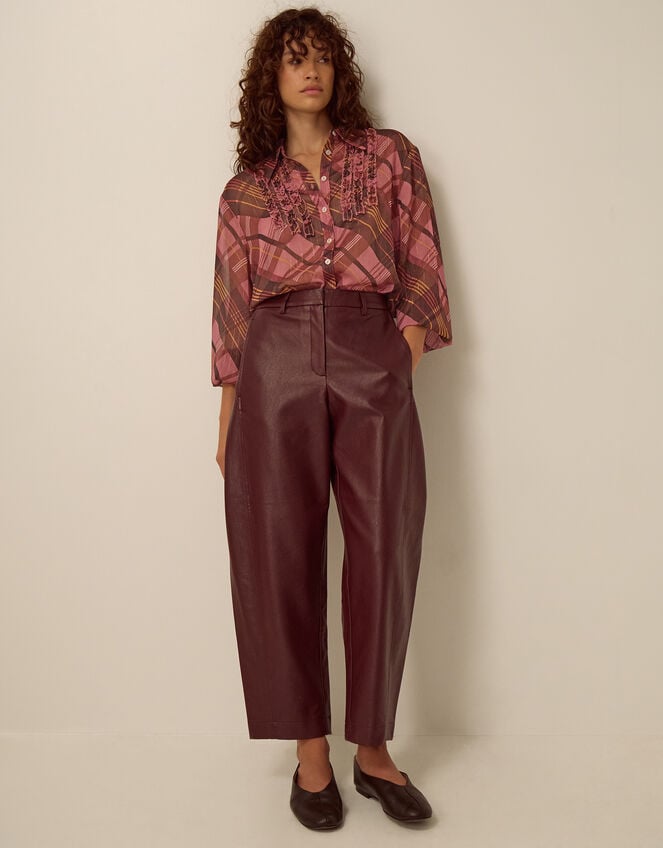 Melinda Ruffle Check Shirt, Pink (PINK), large