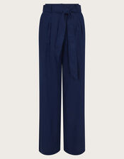 Mabel Regular Length Linen Trousers , Blue (NAVY), large