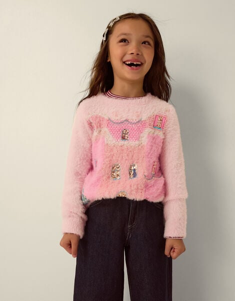 Embellished Christmas Tree Ombr&eacute; Jumper, Pink (PINK), large
