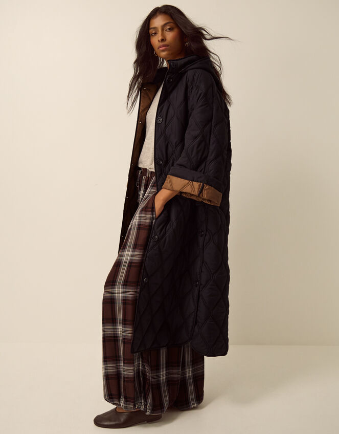 Andi Quilted Longline Coat, Black (BLACK), large