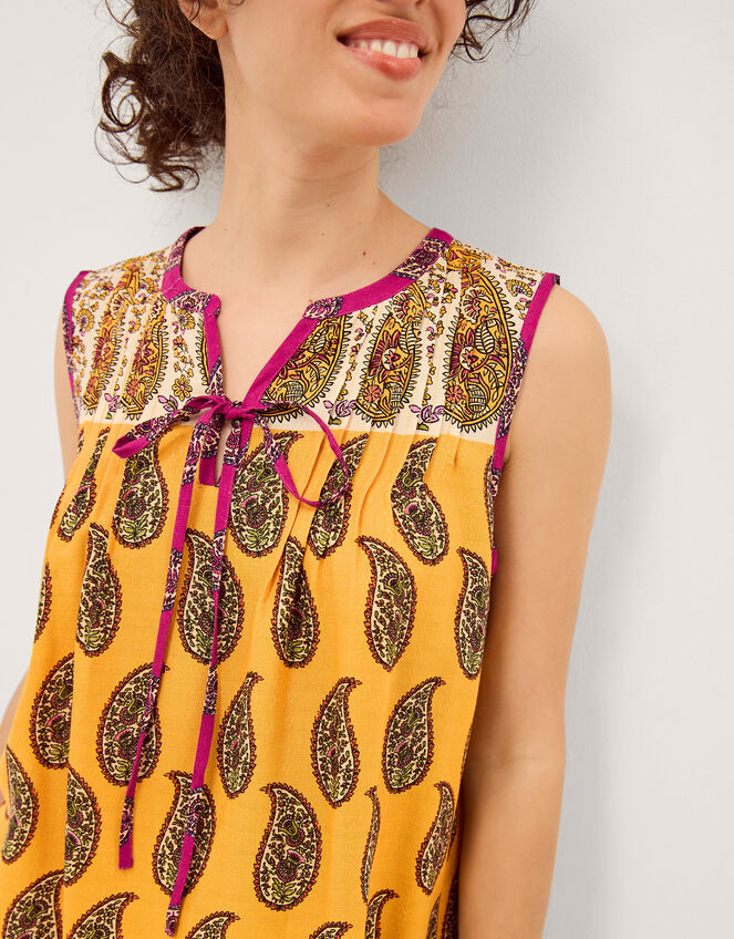 Magdalena Sleeveless Paisley Top, Yellow (YELLOW), large