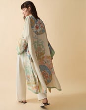 Clemence Amelie Floral Long Kimono, Cream (CREAM), large