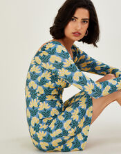 Heritage Floral Square Neck Jersey Dress, Blue (BLUE), large