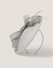 Lynelle Bow Disc Fascinator, Silver (SILVER), large