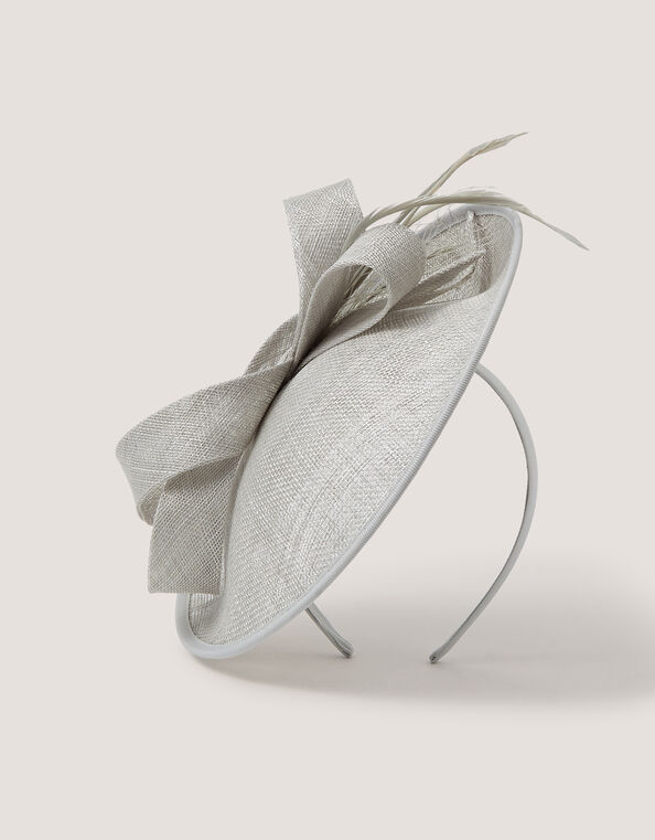 Lynelle Bow Disc Fascinator, Silver (SILVER), large