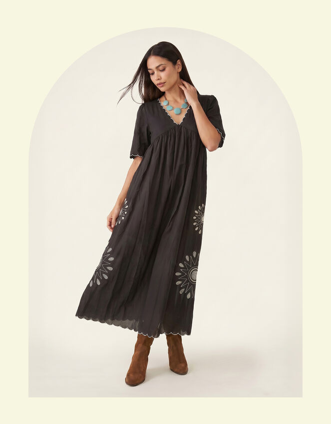 Raffya Ibiza Cutwork Midi Dress, Grey (GREY), large