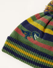 Dino Stripe Pom-Pom Beanie, Multi (MULTI), large