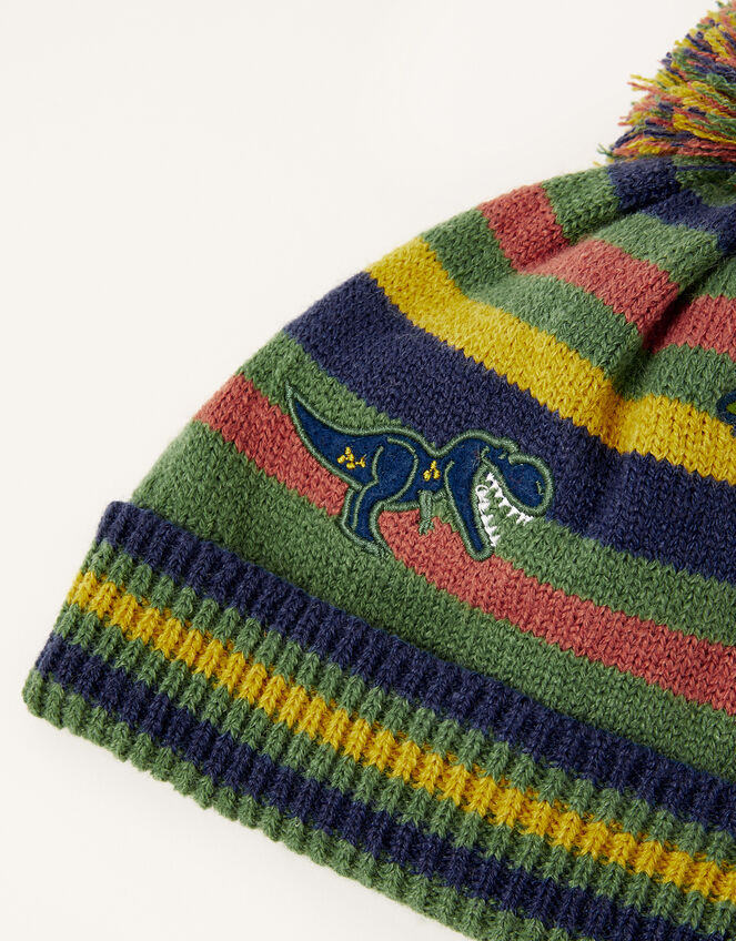 Dino Stripe Pom-Pom Beanie, Multi (MULTI), large