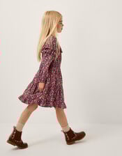 Ditsy Floral Ruffle Dress, Blue (NAVY), large