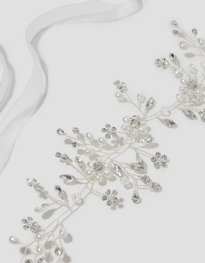 Diamante Floral Embellished Headband, , large