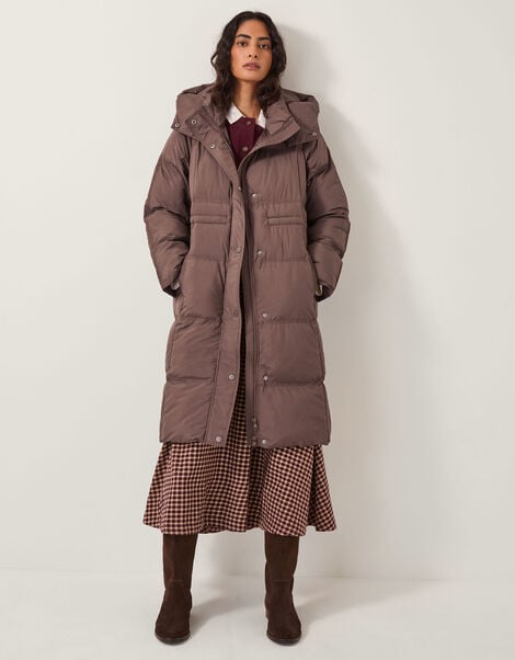 Molly Long Puffer Coat, Brown (CHOCOLATE), large