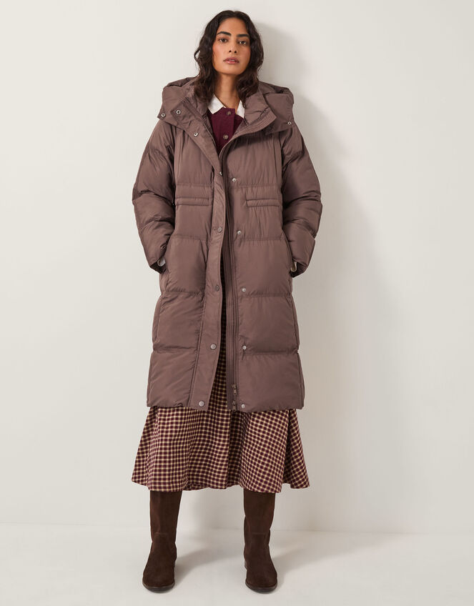 Molly Long Puffer Coat, Brown (CHOCOLATE), large