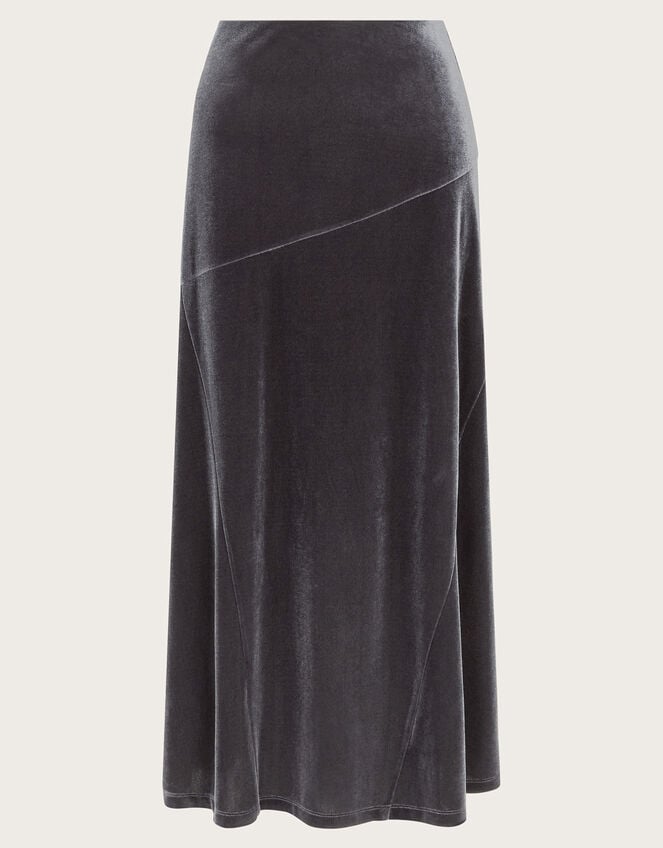 Viola Velvet Midi Skirt, Silver (SILVER), large