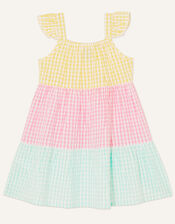 Baby Gingham Colour Block Dress, Multi (MULTI), large