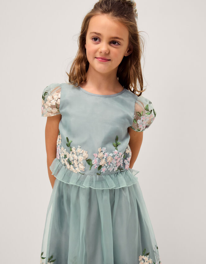 Floral Embroidered Party Top, Green (SAGE), large