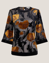 Reese Devoré Polka Dot Top, Black (BLACK), large