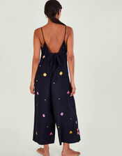 Giovanni Embroidered Jumpsuit, Black (BLACK), large