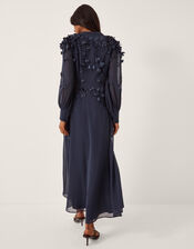 Gwen Appliqué Long Sleeve Midi Dress, Blue (NAVY), large