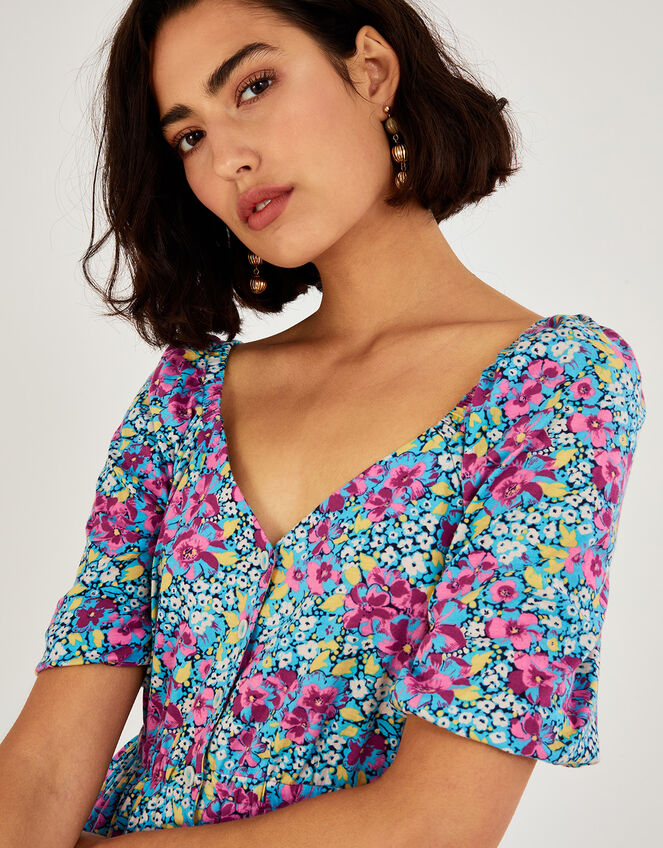 Lottie Floral Jersey Midi Dress, Blue (BLUE), large