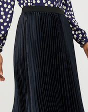 Penny Pleated Midi Skirt, Blue (NAVY), large