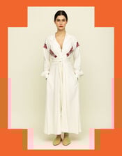 Tallulah & Hope Mitzi Embroidered Wrap Dress, Camel (OATMEAL), large