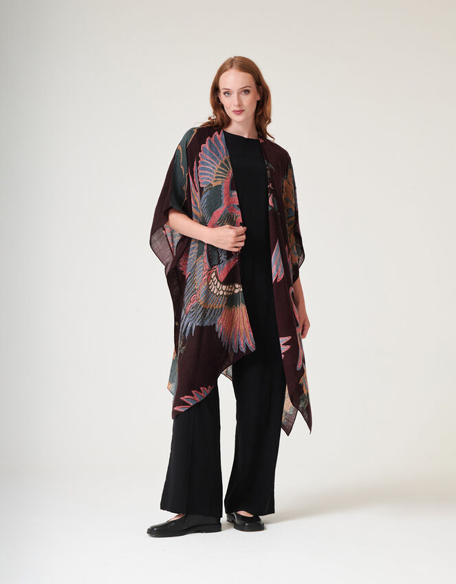 One Hundred Stars Crane Print Throwover Jacket, , large