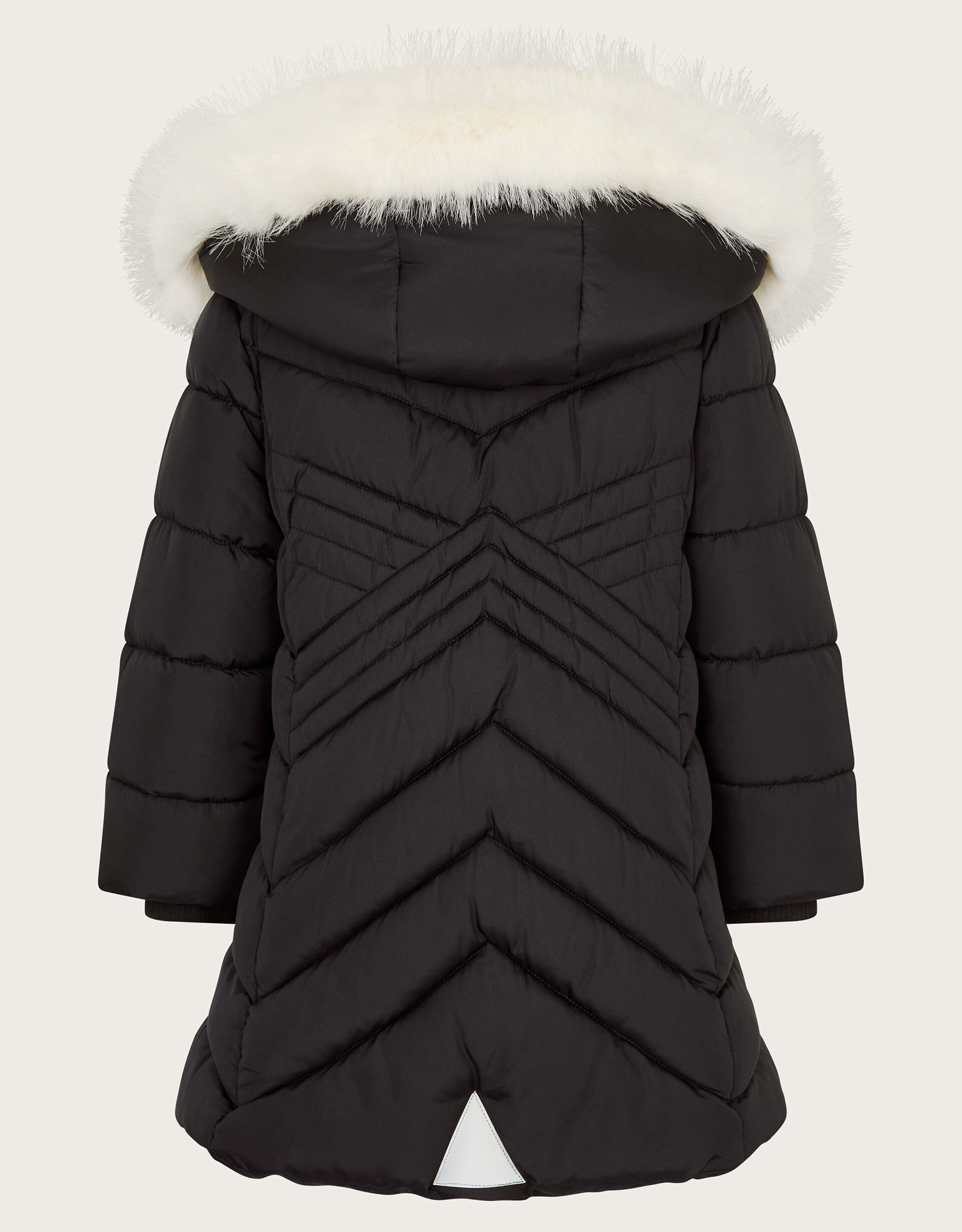 Faux Fur Trim Chevron Puffer Coat Black Girls Coats Jackets Monsoon Global