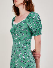 Lace Trim Jersey Short Dress, Green (GREEN), large