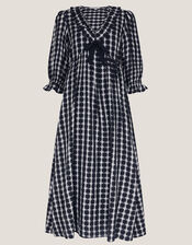 Violet Check Bow Maxi Dress, Black (BLACK), large