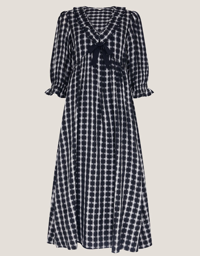 Violet Check Bow Maxi Dress, Black (BLACK), large