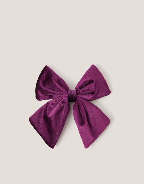Luxe Velvet Bow Hair Clip, Purple (PURPLE), large