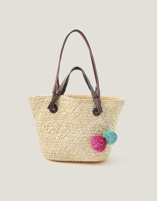 Yvie Woven Raffia Basket Bag, , large