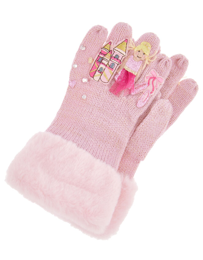 Princess Ballerina Knit Gloves, Pink (PALE PINK), large