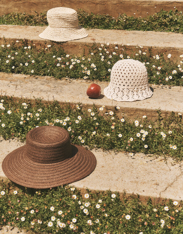 Aubrie Wide Brim Straw Hat, , large