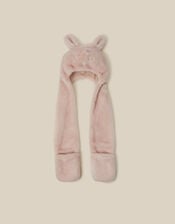 3-In-1 Fluffy Bunny Hat Scarf, Pink (PINK), large