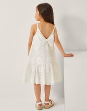 Harper Lace Daisy Bow Dress, White (WHITE), large