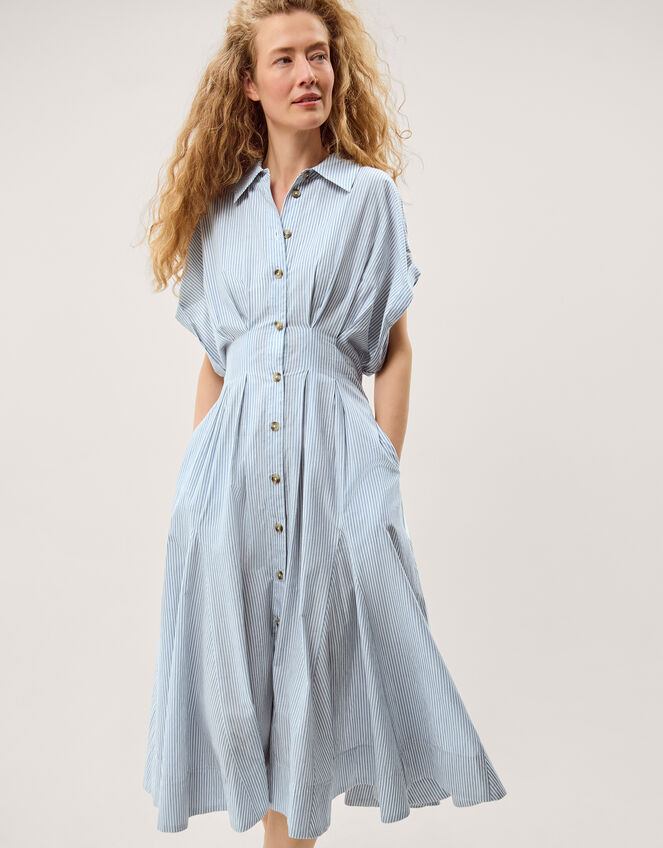 Dory Stripe Midi Shirt Dress, Blue (BLUE), large